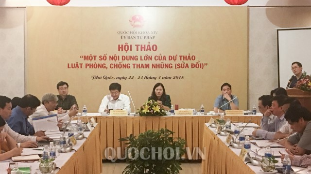 HỘI THẢO “MỘT SỐ NỘI DUNG LỚN CỦA DỰ THẢO LUẬT PHÒNG, CHỐNG THAM NHŨNG (SỬA ĐỔI)”